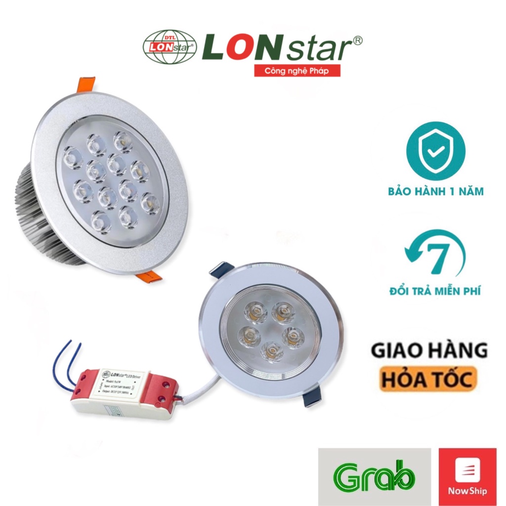 Đèn Led Âm Trần Mắt Ếch,Mắt Trâu LONstar Công Suất 5w,9w,12w Ánh Sáng Trắng , Vàng Lỗ Khoét 90mm,110mm