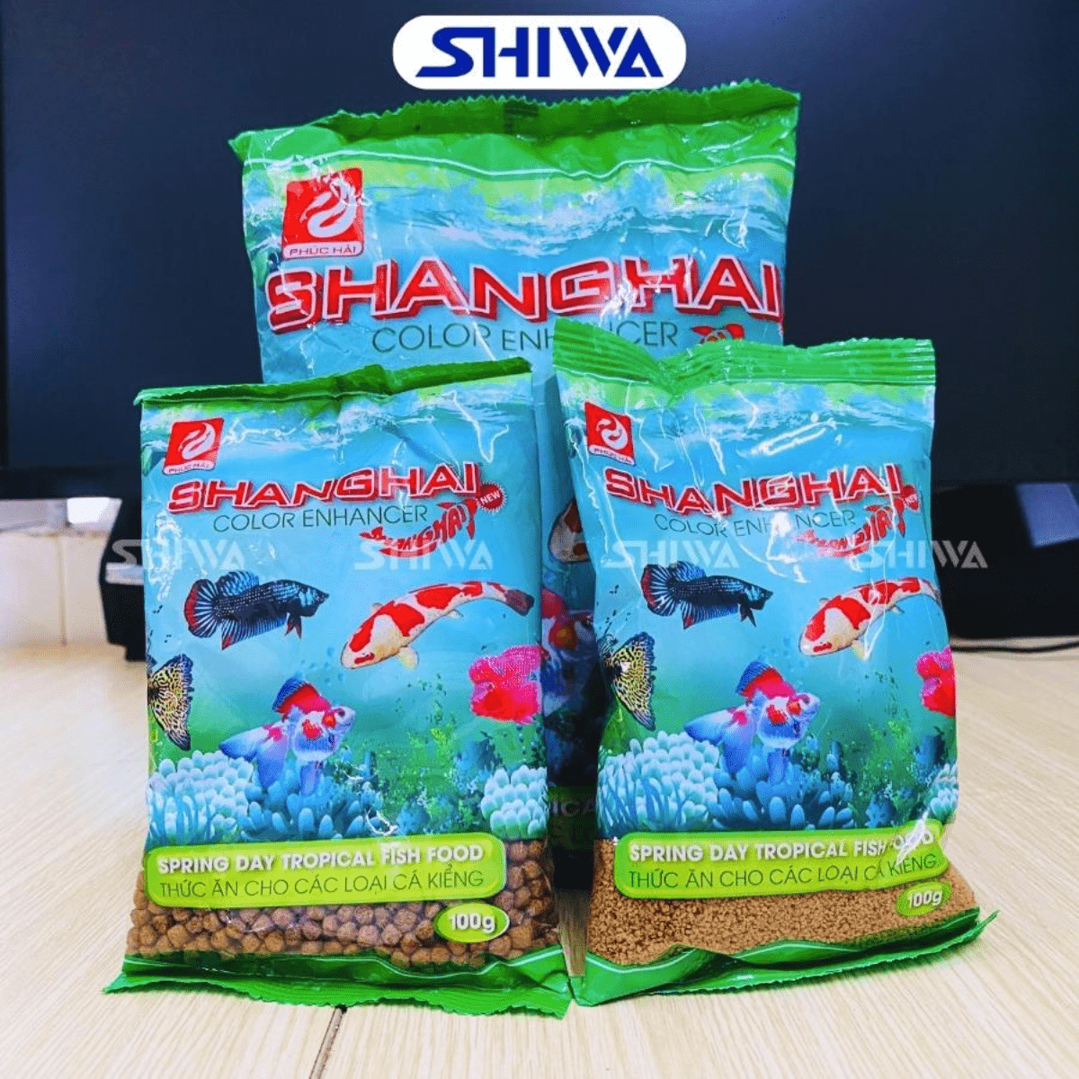 Cám Shanghai Hạt Nhỏ/ Vừa/ To/ Mịn - Thức Ăn Cho Cá 7 Màu/ Cá Cảnh/ Cá Koi 100gr Chất Lượng Tốt SHIWA