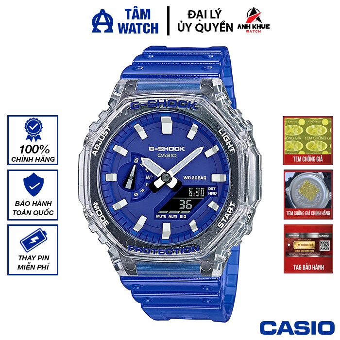 Đồng hồ nam dây nhựa Casio G-Shock chính hãng Anh Khuê GA-2100HC-2ADR (45mm)