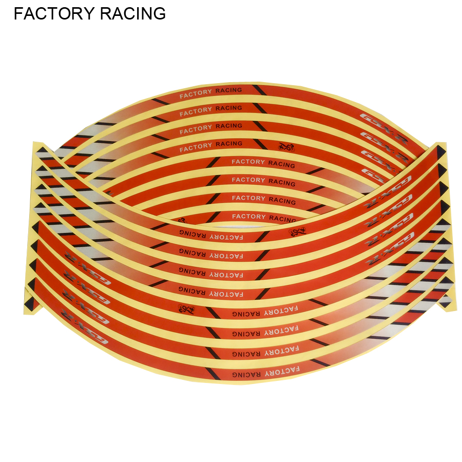 Decal Dán Vành Xe Máy chữ FACTORY RACING Màu đỏ - FL07
