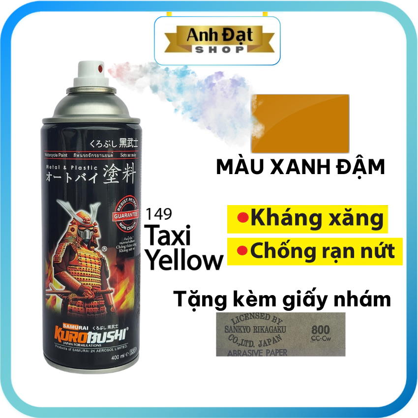 [SƠN SAMURAI] Màu vàng taxi 149, dung tích 400ml, có khả năng kháng xăng (A92, A95), chống rạn nứt, Anh Đạt shop