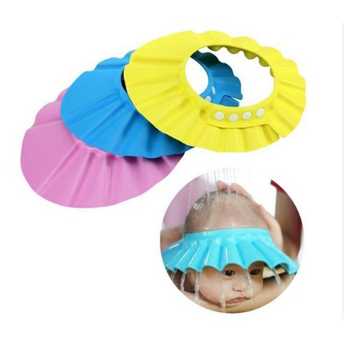 Nón tắm gội đầu chắn nước có vành tai an toàn cho bé