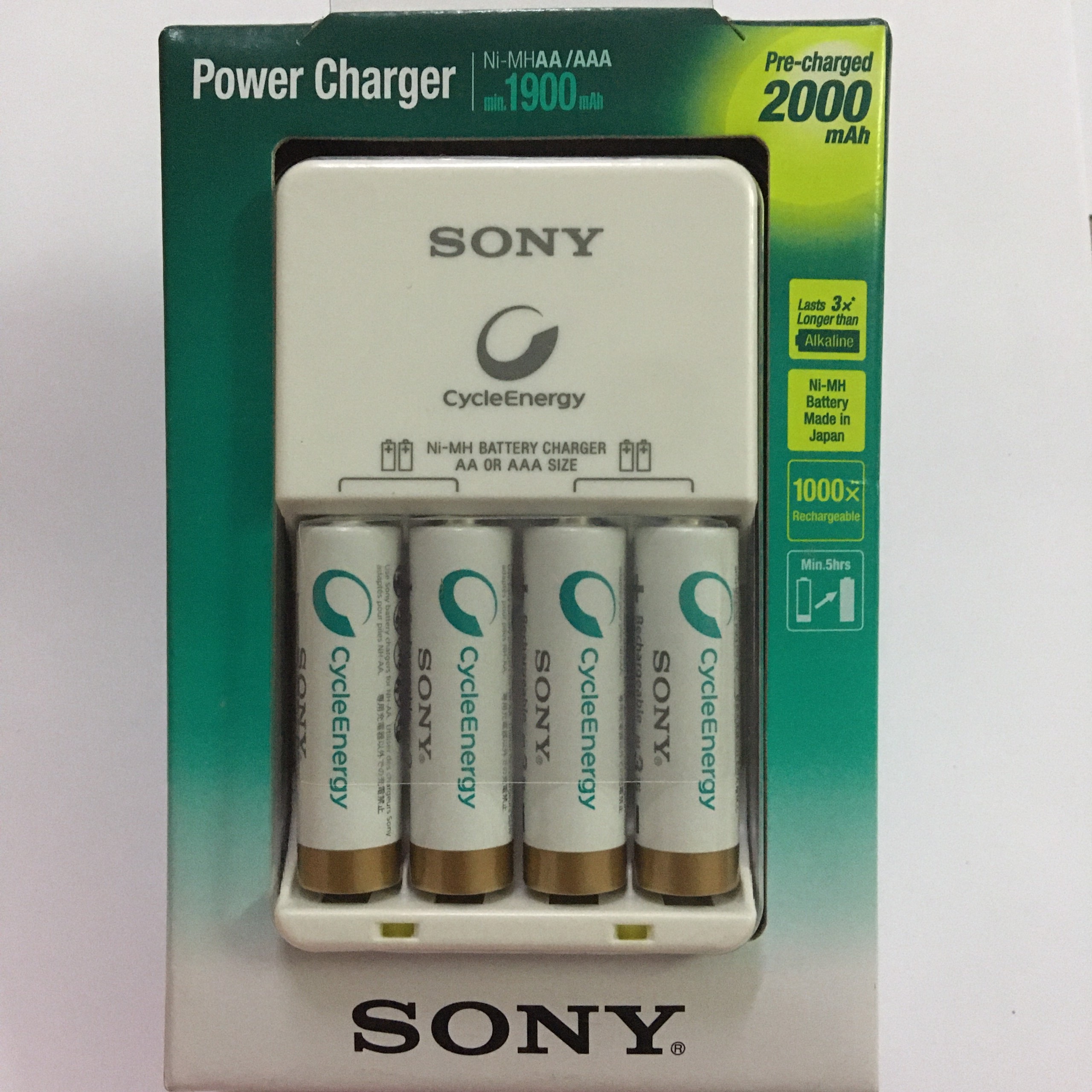 Bộ Sạc Nhanh Tự Ngắt SONY Chính Hãng Kèm 4 Pin Sạc AA 2.000 mAh - Bộ Sạc Pin AA AAA SONY