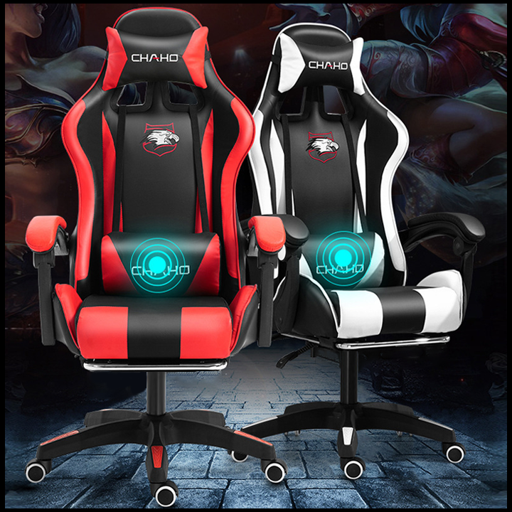Ghế Game Kèm Gối Tựa Massage Lưng Cao Cấp. Ghế Gaming Chân Xoay Cao Cấp. Ghế Chơi Game. Ghế Game Phong Cách Thể Thao Bản Mới Nhất