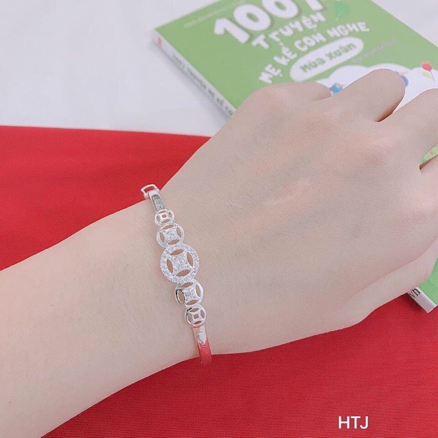 Lắc tay nữ bạc thật lắc tay kim tiền mặt đá cực đẹp/ Trang sức bạc JQN cam kết bạc chuẩn kèm bảo hành