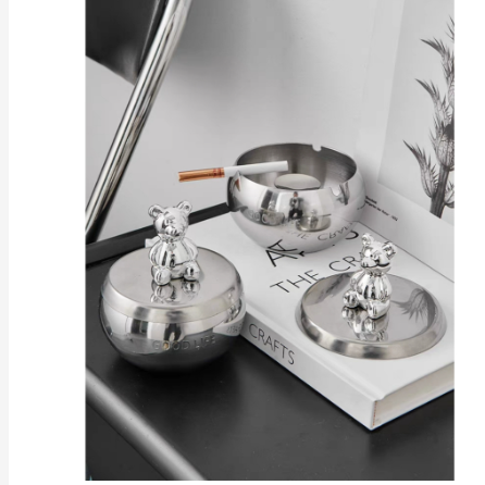 Gạt tàn inox kiểu dáng sang trọng cao cấp gấu bạc
