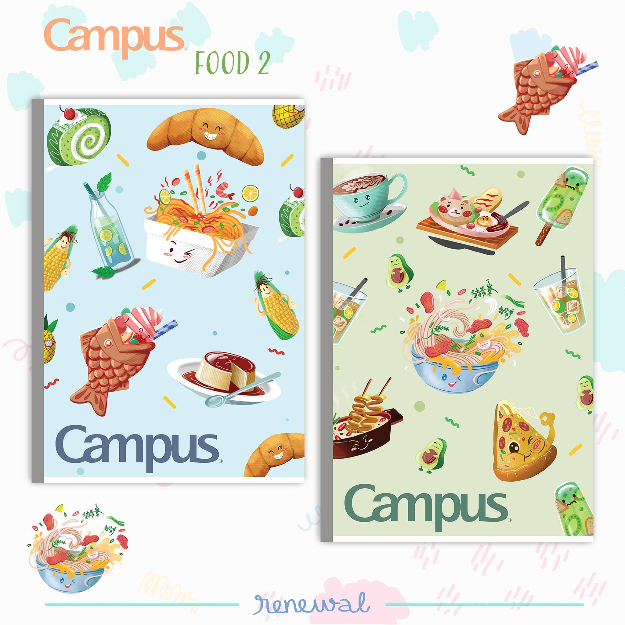 Vở Kẻ Ngang 120 Trang Campus FOOD-2 – Định Lượng 70g/m2 - Không Chấm - Gáy Dán