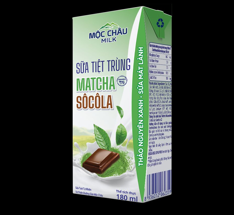 Thùng 48 hộp Sữa tiệt trùng Matcha Socola 180ml Mộc Châu Milk