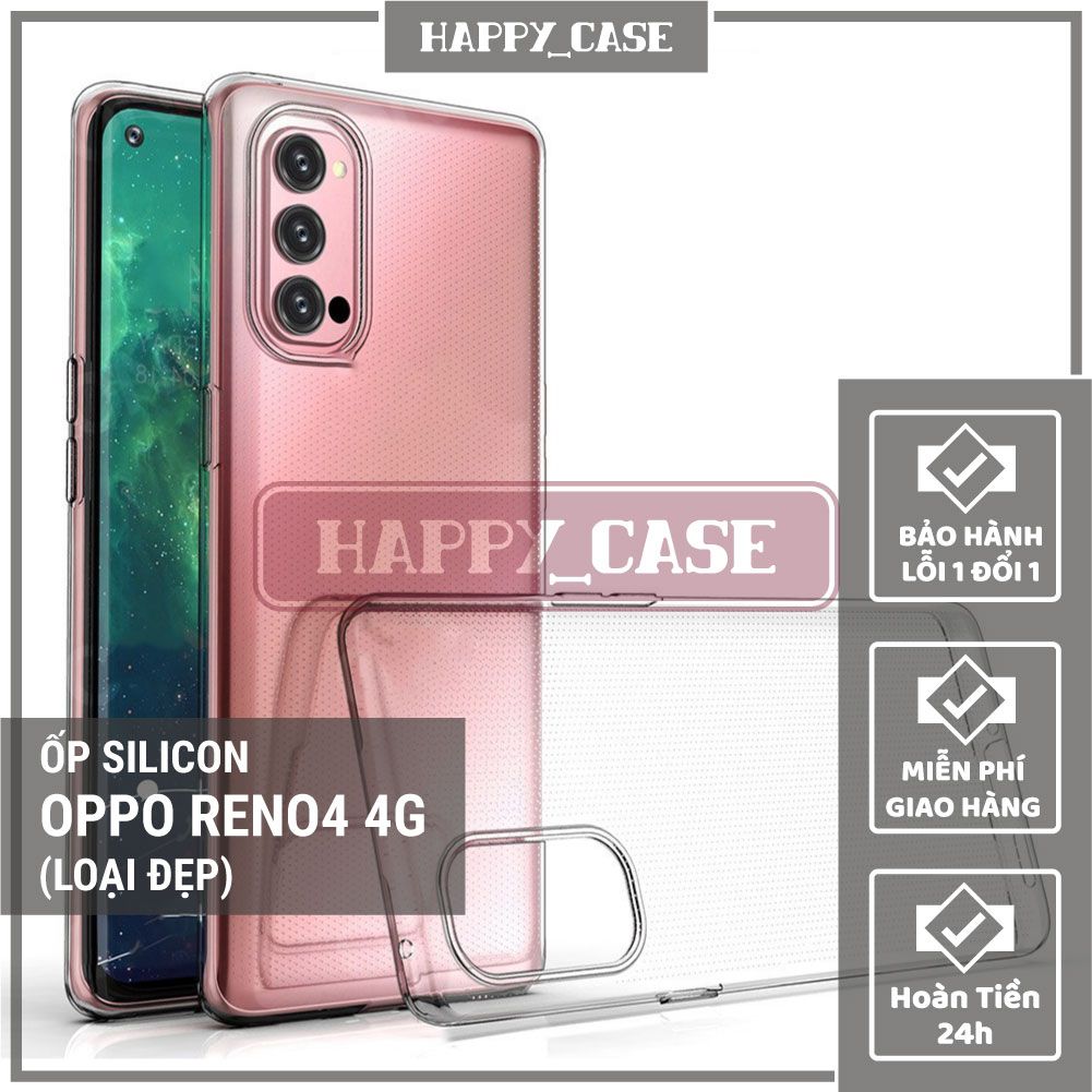 Ốp lưng điện thoại oppo reno4 4g thin transparent silicon