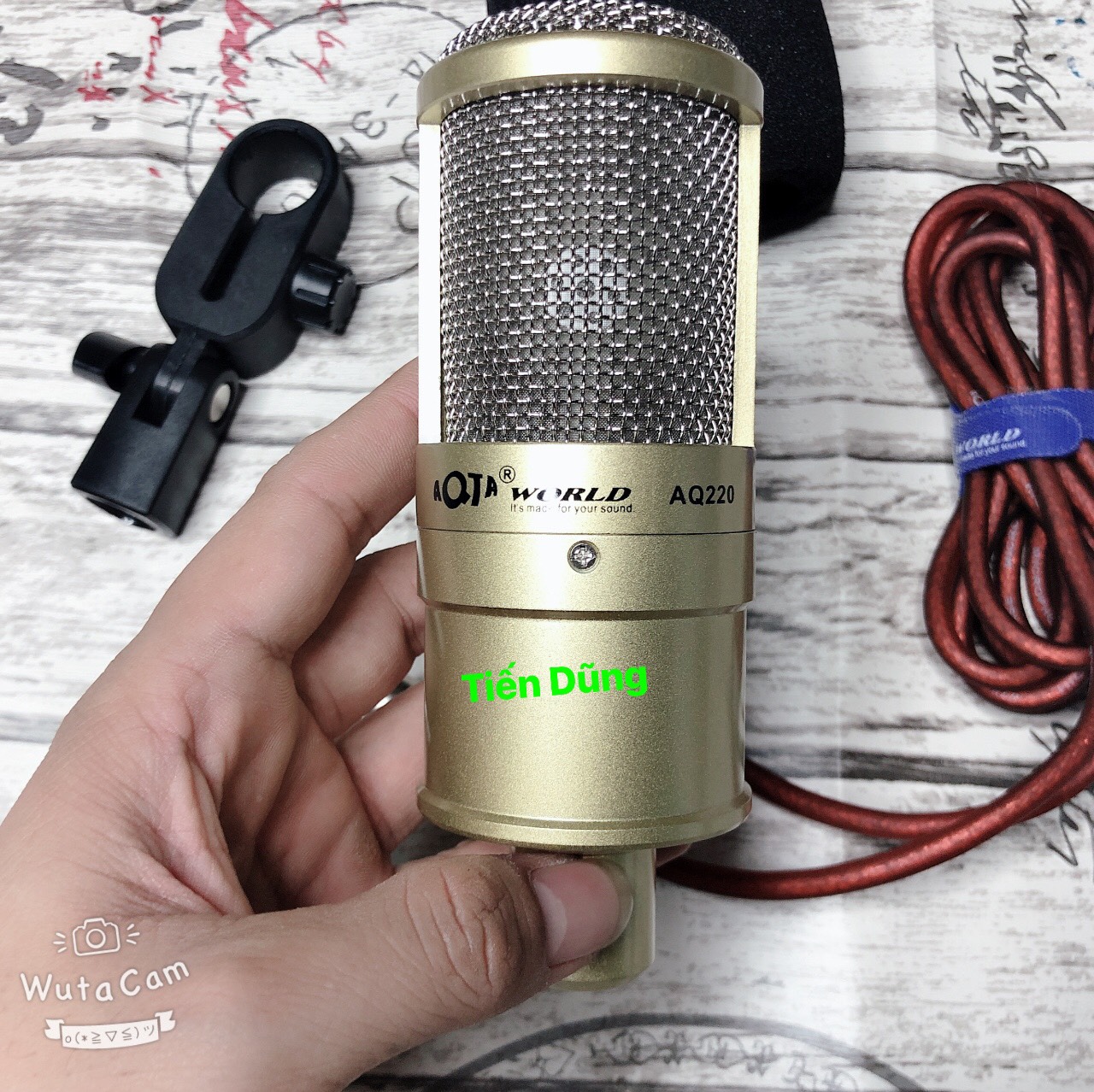 Bộ mic thu âm AQ220 sound card k10 chân kẹp dây livestream MA2- Bô live