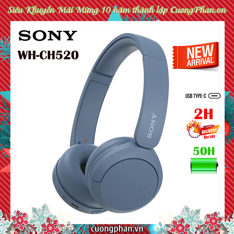 Tai Nghe Chụp Tai Bluetooth Sony WH-CH520, DSEE - Pin 50h - Bluetooth 5.2