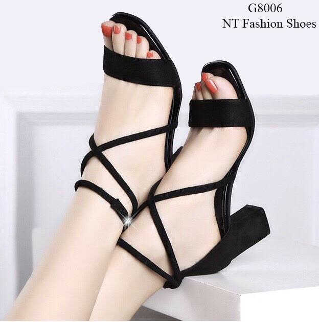 [HCM]Giày nữ- giày Sandal cao 7p quai chéo siêu xinh - 8006