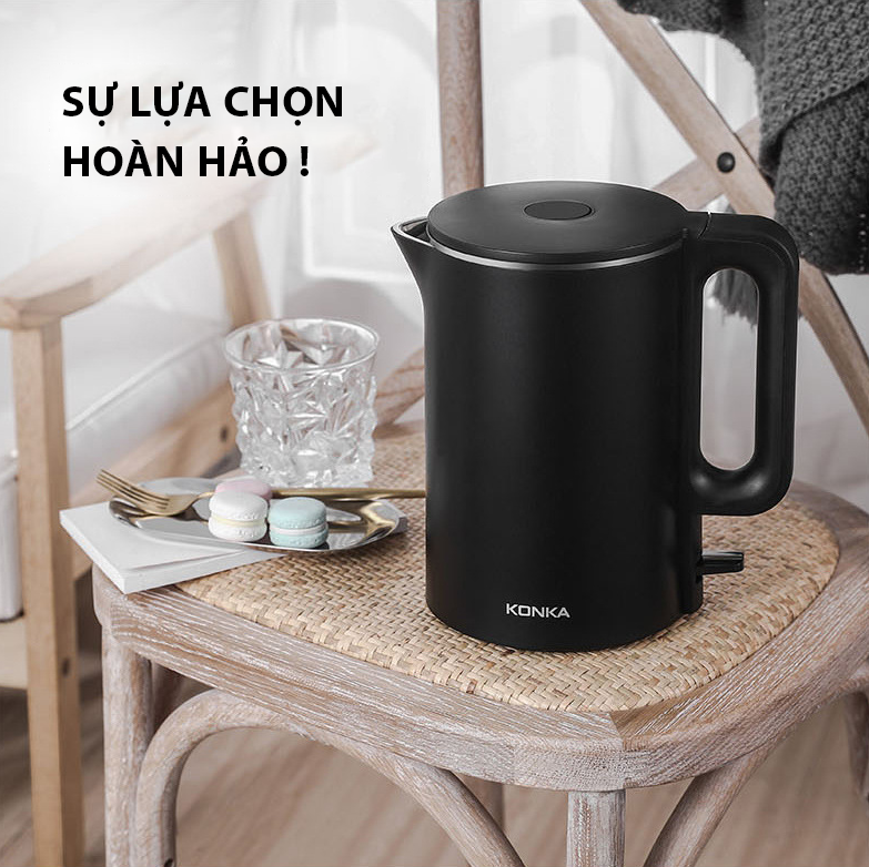 Bình đun nước ấm siêu tốc 1.8l konka kek-km18/kd17 1500w đun sôi 3-5 phút chất liệu inox 3.4 không gỉ đạt chuẩn fda usa chứng chỉ ce chuẩn châu âu an toàn
