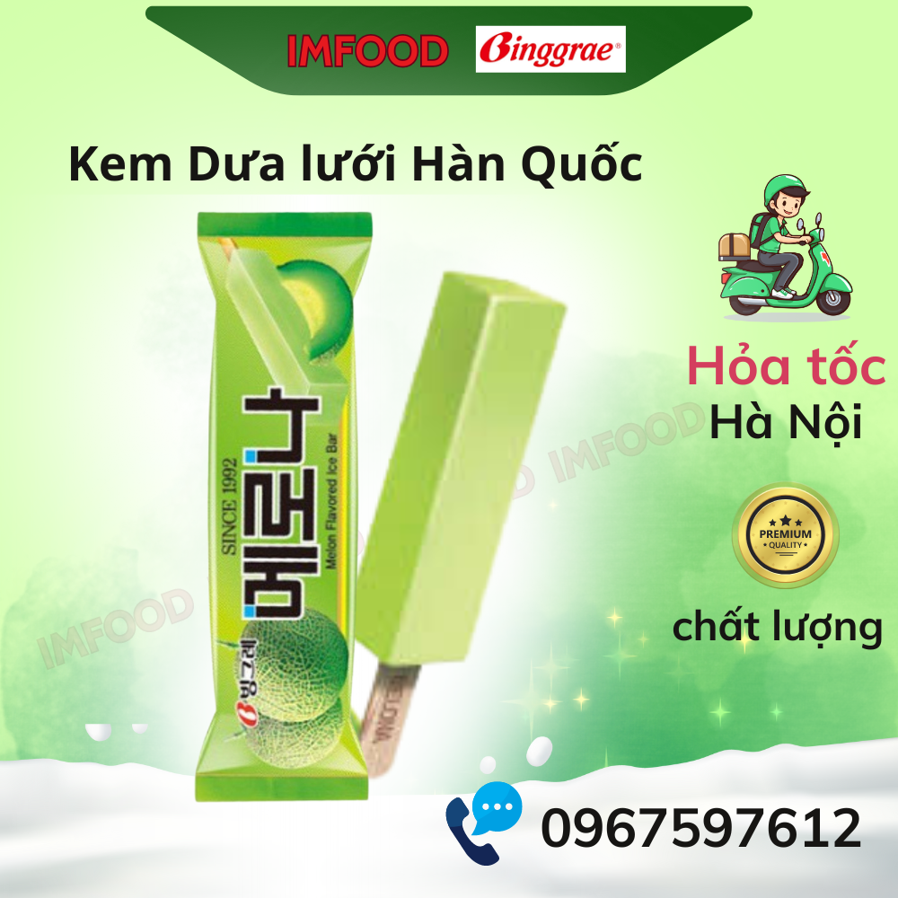 Kem Dưa Lưới, Kem Chuối, Kem Xoài, Kem Binggrae Hàn Quốc