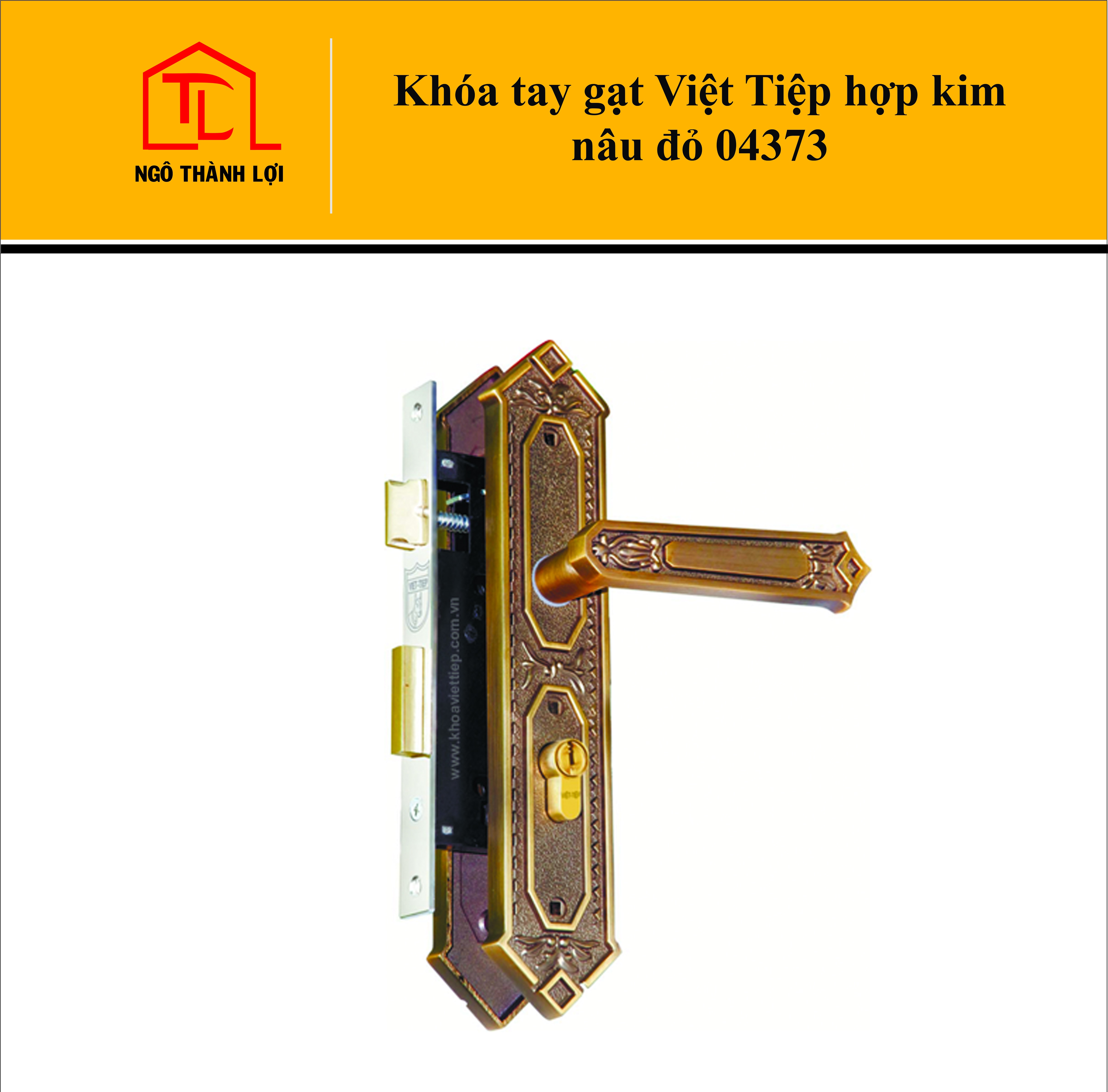 Ổ Khóa tay gạt Việt Tiệp 04373 hợp kim màu nâu đỏ có bán tại Ngô Thành Lợi