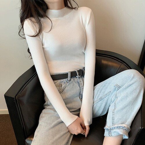 Áo len cổ ngắn 3 phân form ôm body lên dáng xinh