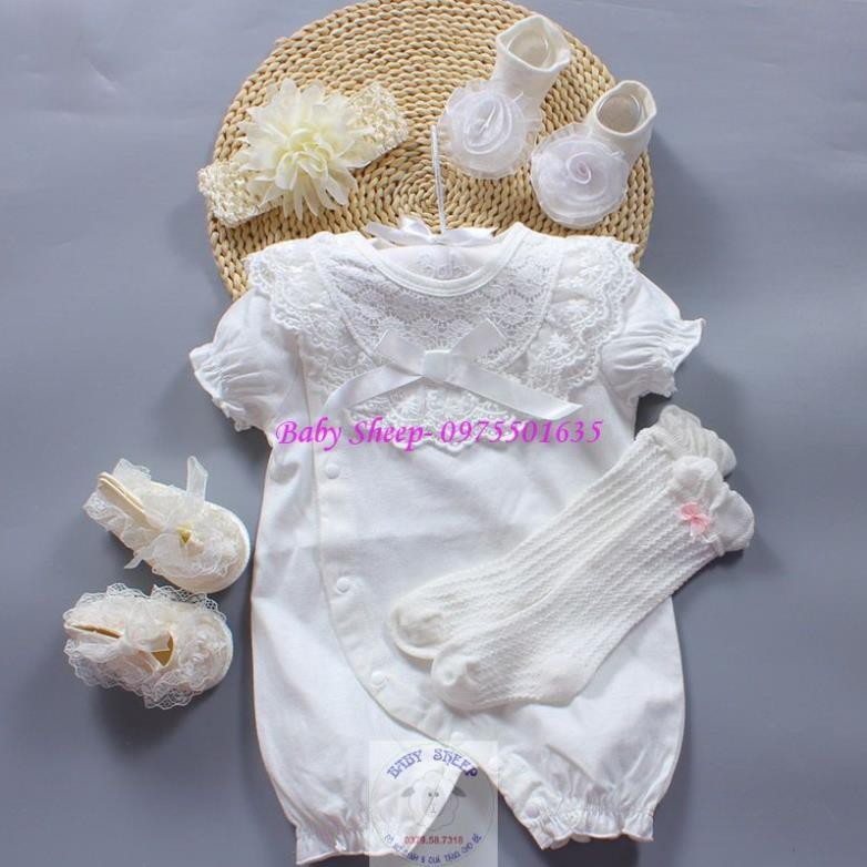 BODY REN NƠ CỘC TAY TRẮNG KHUY CHÉO CHO BÉ HÀNG CAO CẤP XUẤT HÀN MỸ NHẬT