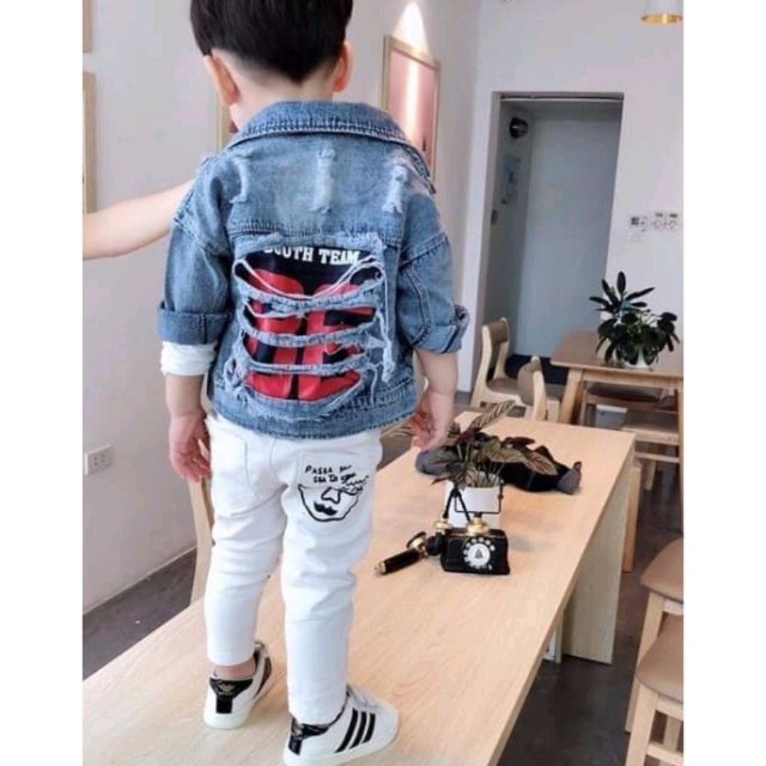 áo khoác jean mẫu rách cao cấp bé yêu