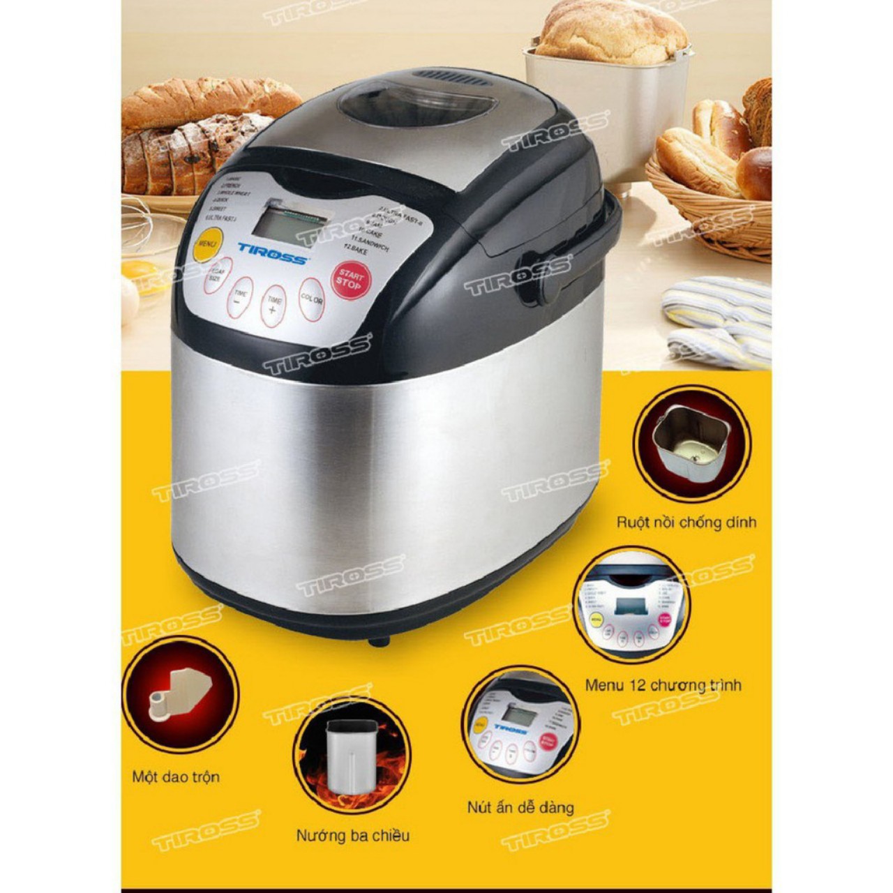 Máy làm bánh mì Tiross TS821 hàng chính hãng