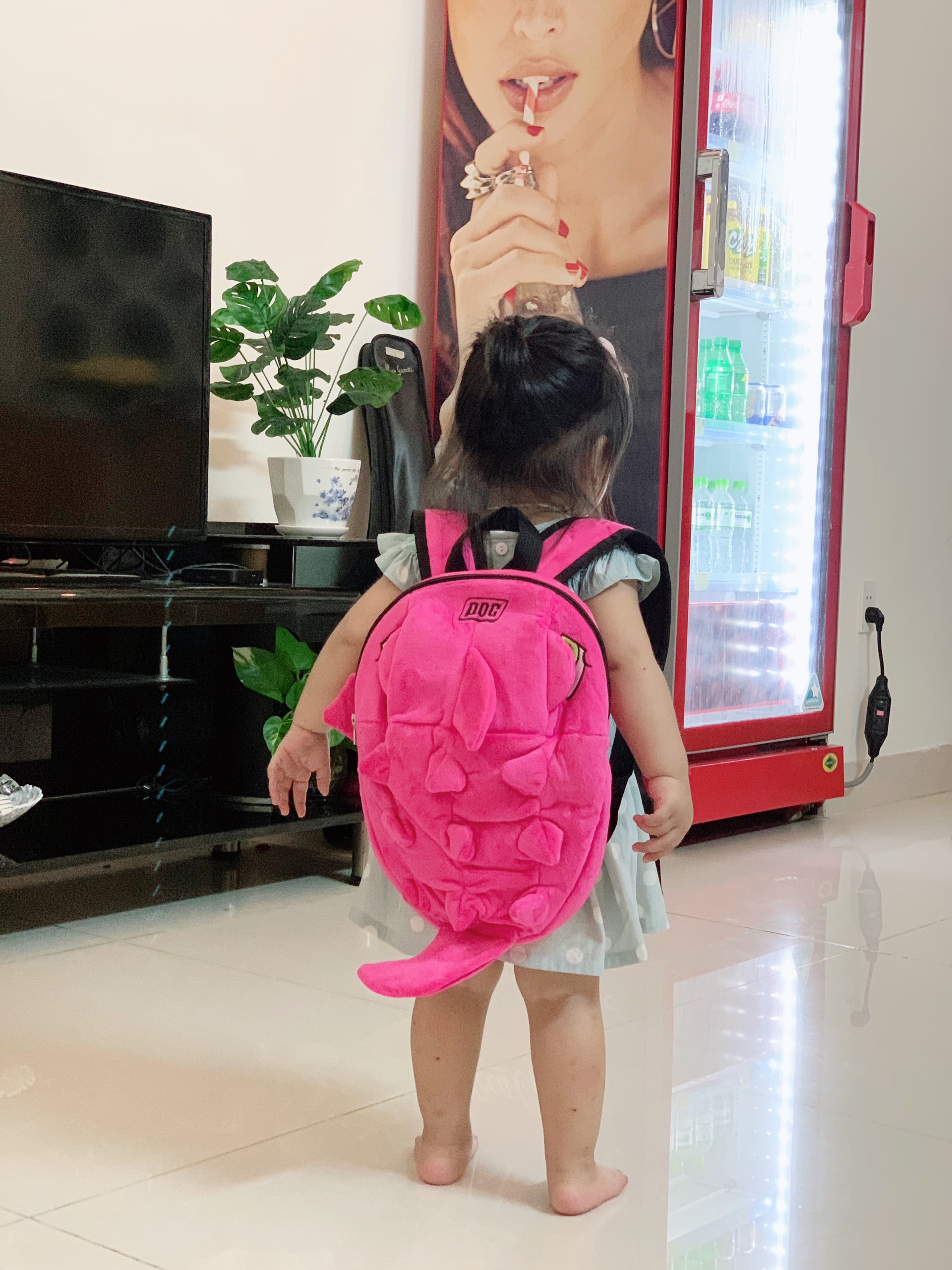 ( Loại bé ) Balo Khủng Long màu Hồng Loại bé cho học sinh dưới lớp 3