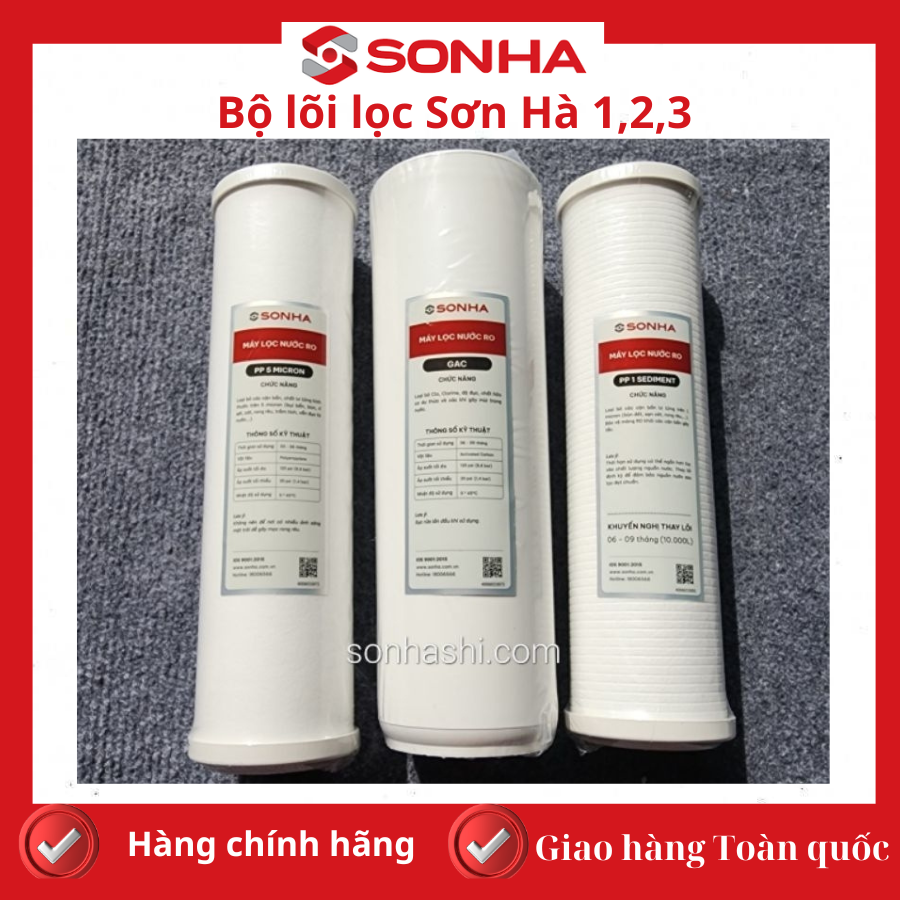 Bộ 3 lõi lọc nước ro 123 sơn hà chính hãng