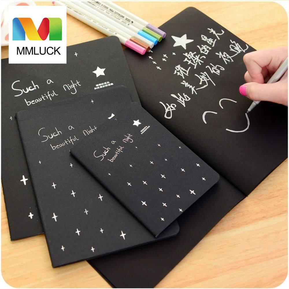 Mmluck đồ dùng học tập 60 trang sách phác thảo giấy vẽ trang bên trong sổ vẽ album giấy màu đen sổ vẽ tự làm sổ giấy trắng màu đen sổ tay vẽ tranh sổ tay graffiti