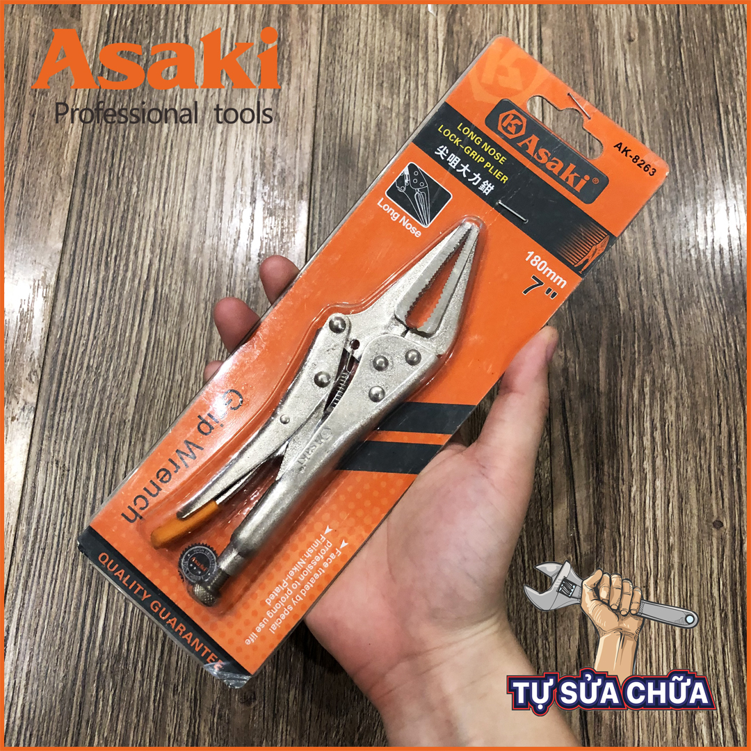 Kìm chết mũi dài Asaki chiều dài 7 inch - Kìm chết nhọn AK-8263