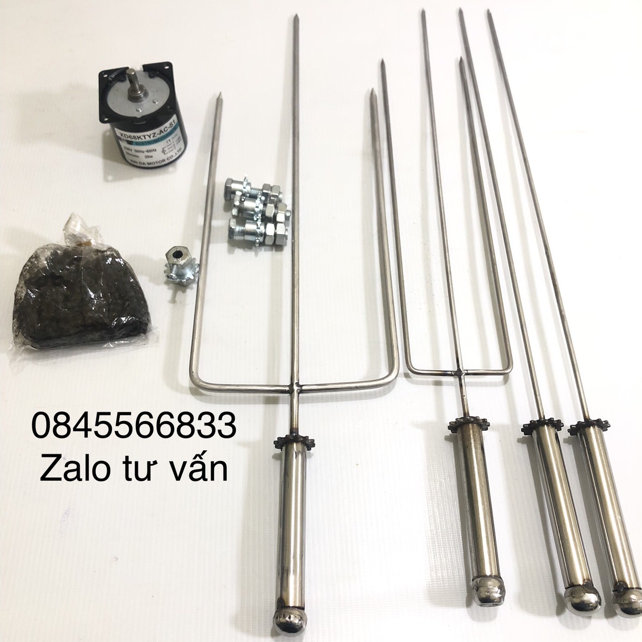 Freeship max-cam kết giá tốt-mô tơ giảm tốc 220w 20w + bộ chế máy nướng tự động 4 xiên