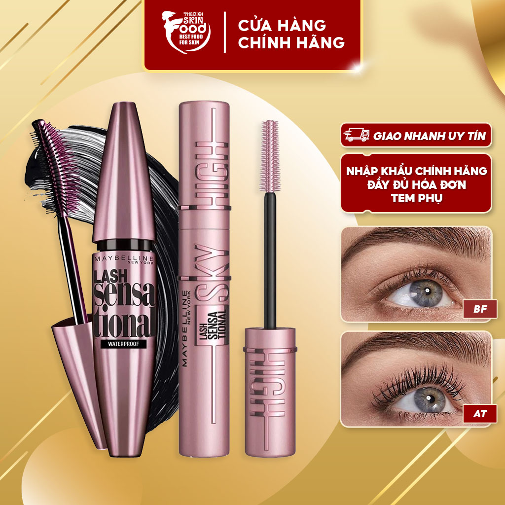 Mascara Làm Tơi Mi, Mi Cong Dài Tự Nhiên Maybelline Lash Sensational Waterproof Và Lash Sensational Sky High Mascara