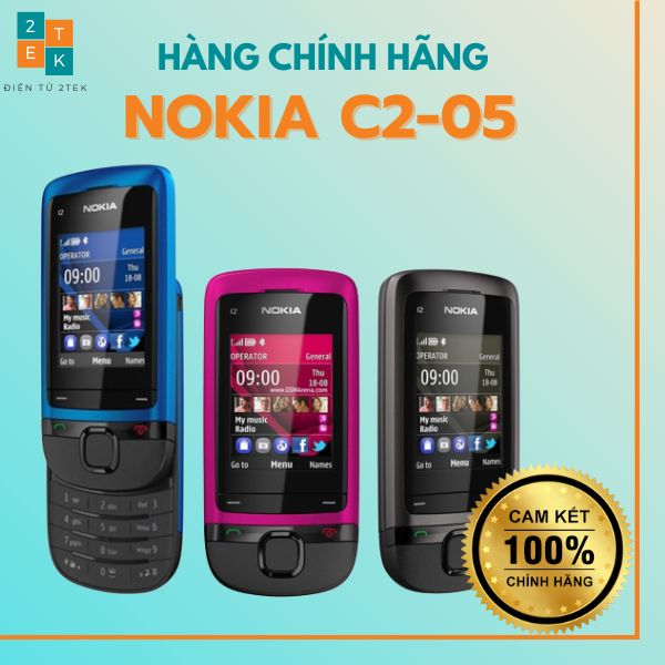 Điện thoại nắp trượt Nokia C2-05 chính hãng pin trâu nghe gọi tốt