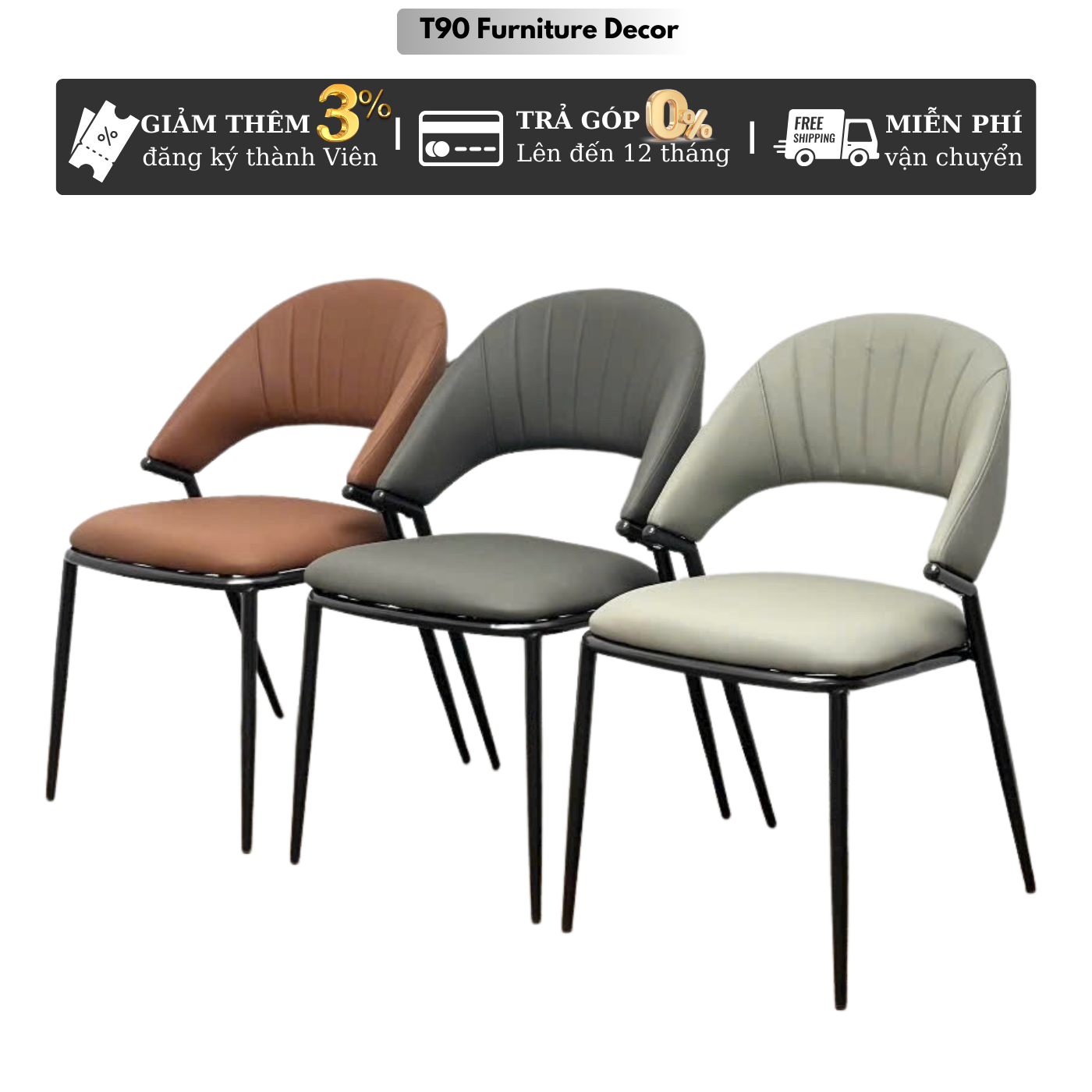 Modern Dining Chair T90 with High Quality Pu Leather Upholstery, Electrostatic Iron Legs, Luxury Apartment Dining Room. King T108