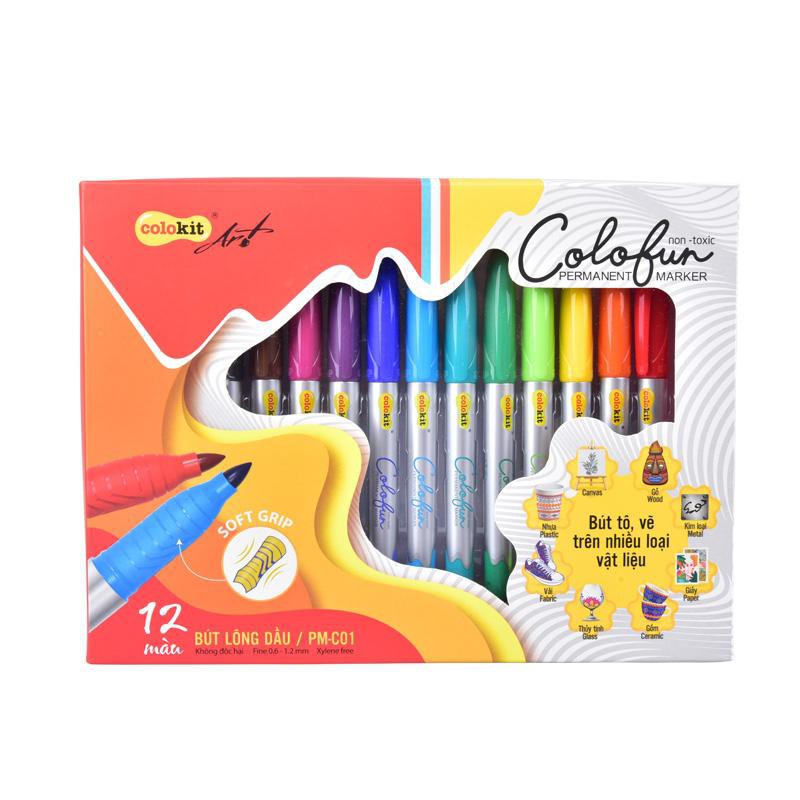 [HCM]Bút lông dầu mỹ thuật bộ 12 màu - colokit (2 nét vẽ) đa dạng mẫu mã chất lượng sản phẩm đảm bảo và cam kết hàng đúng như mô tả