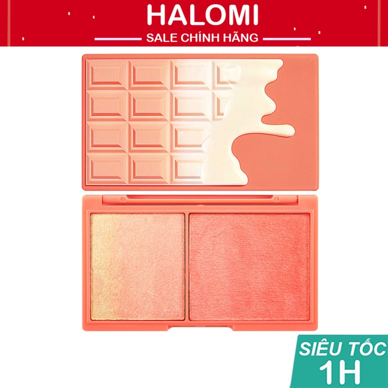 Phấn Nhũ Má Hồng Makeup Revolution 2 Ô Peach And Glow Highlight And Illuminator Duo