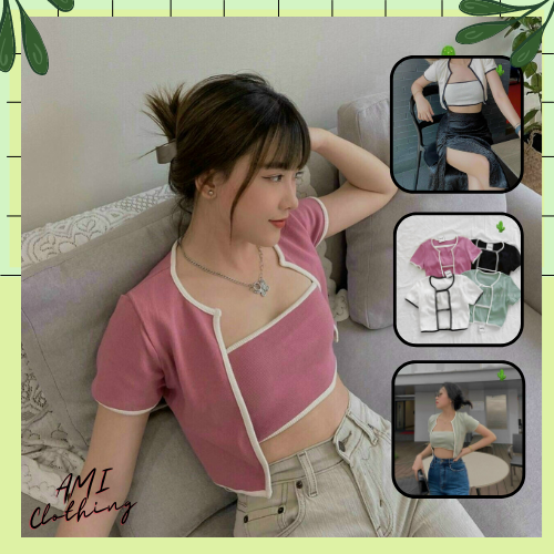 Set 2 món áo ống và áo ngoài