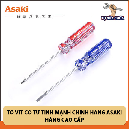Tô vít, tuốc nơ vít dẹt, bake cán nhựa cao cấp chính hãng Asaki, Tô vít có từ tính cao