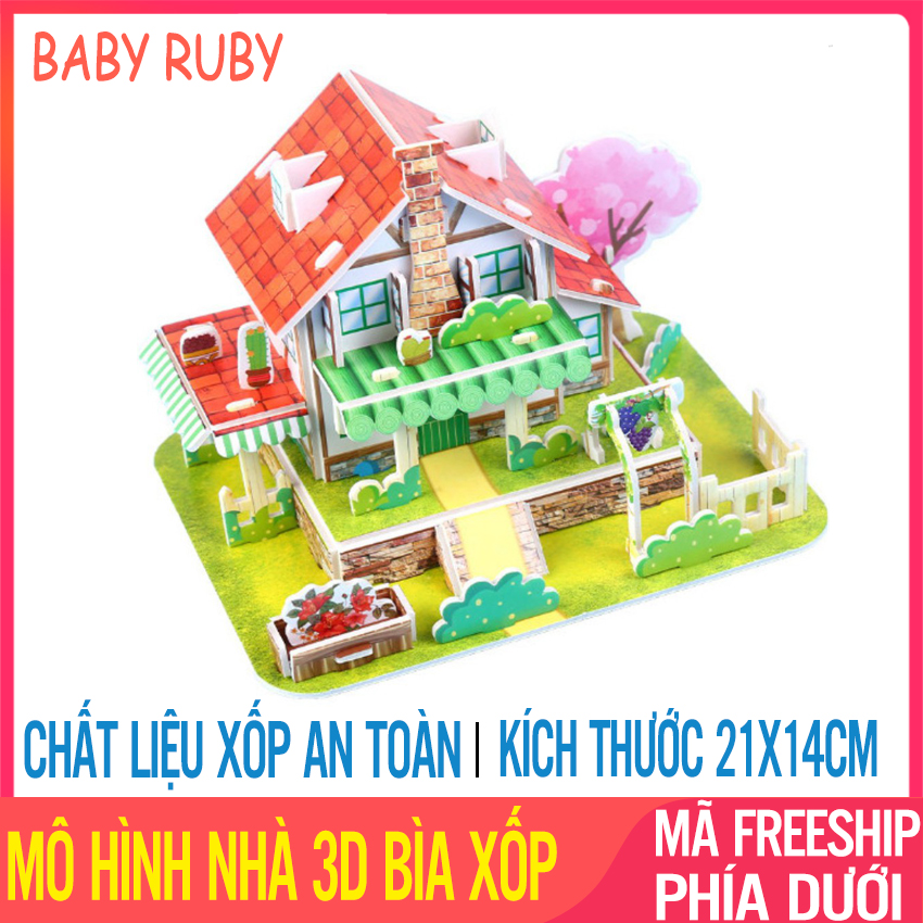Đồ Chơi Lắp Ghép Mô Hình 3D - Bằng Bìa Xốp An Toàn Kích Thước 21x14cm - Đồ chơi mô hình lắp ráp đồ chơi lắp ráp mô hình bộ đồ chơi lắp ráp mô hình nhà đồ chơi lắp ráp mô hình ngôi nhà do choi lap ghep mo hinh 3d - baby ruby