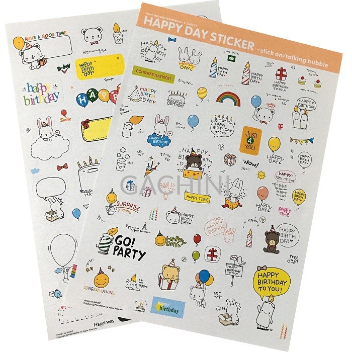 Set Sticker Hàn Quốc Happy Day Siêu Cute