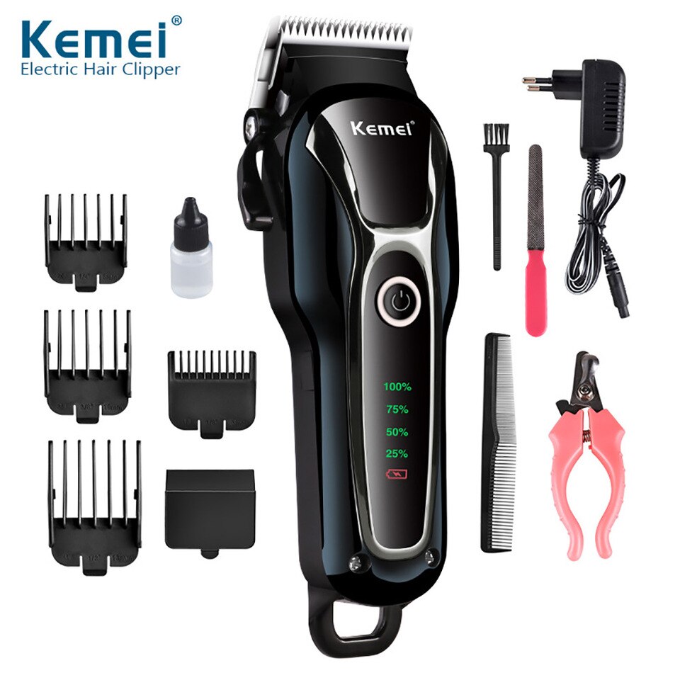 Tông đơ cắt tóc kemei km-1990 , tông đơ cắt tóc 2 mức tốc độ kemei km-1990 màn hình lcd thông minh hiện thị pin,khóa nguồn,tốc độ..