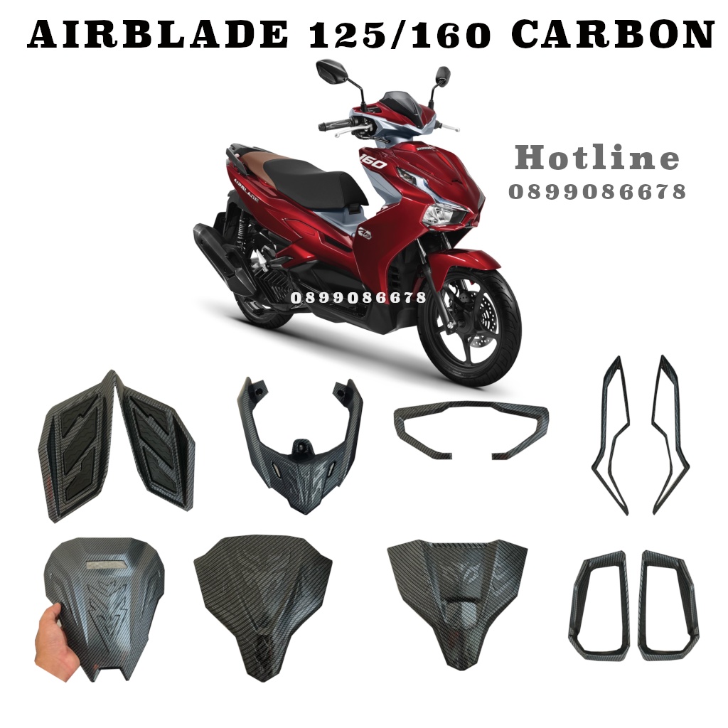 Phụ kiện ốp xe airblade 125 / 160 đời 2022 - 2023 - crom / carbon