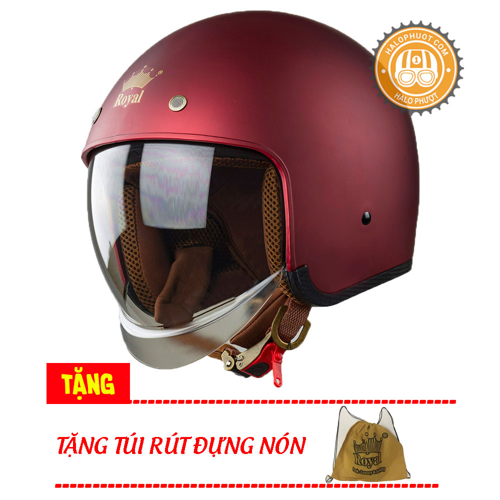 Nón bảo hiểm 3/4 kính âm Royal M139 Đỏ nhám (Bảo hành trọn đời)