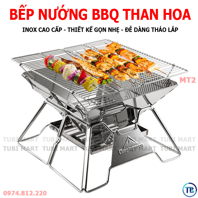 Bếp nướng than hoa BBQ không khói cao cấp MT2 – Bếp nướng gấp gọn du lịch, dã ngoại ngoài trời - TB020