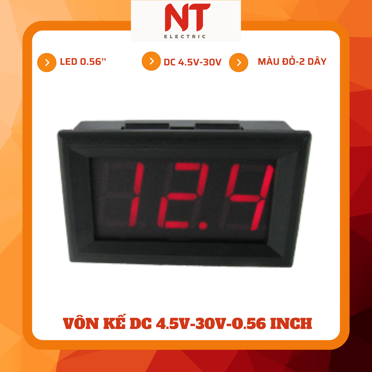 Vôn kế dc 4.5v-30v, vôn kế kỹ thuật số led 0,56 inch 2 dây, bảo vệ kết nối ngược