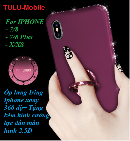 ỐP LƯNG IRING ĐIỆN THOẠI IPHONE 7/8, 7/8 PLUS, X/XS +TẶNG KÈM KÍNH CƯỜNG LỰC DÁN MÀN HÌNH 2.5D