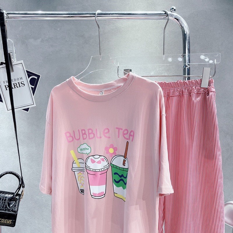 Sét áo pull hồng chất cotton mix cùng quần kẻ siêu xinh chất mát CAO CẤP