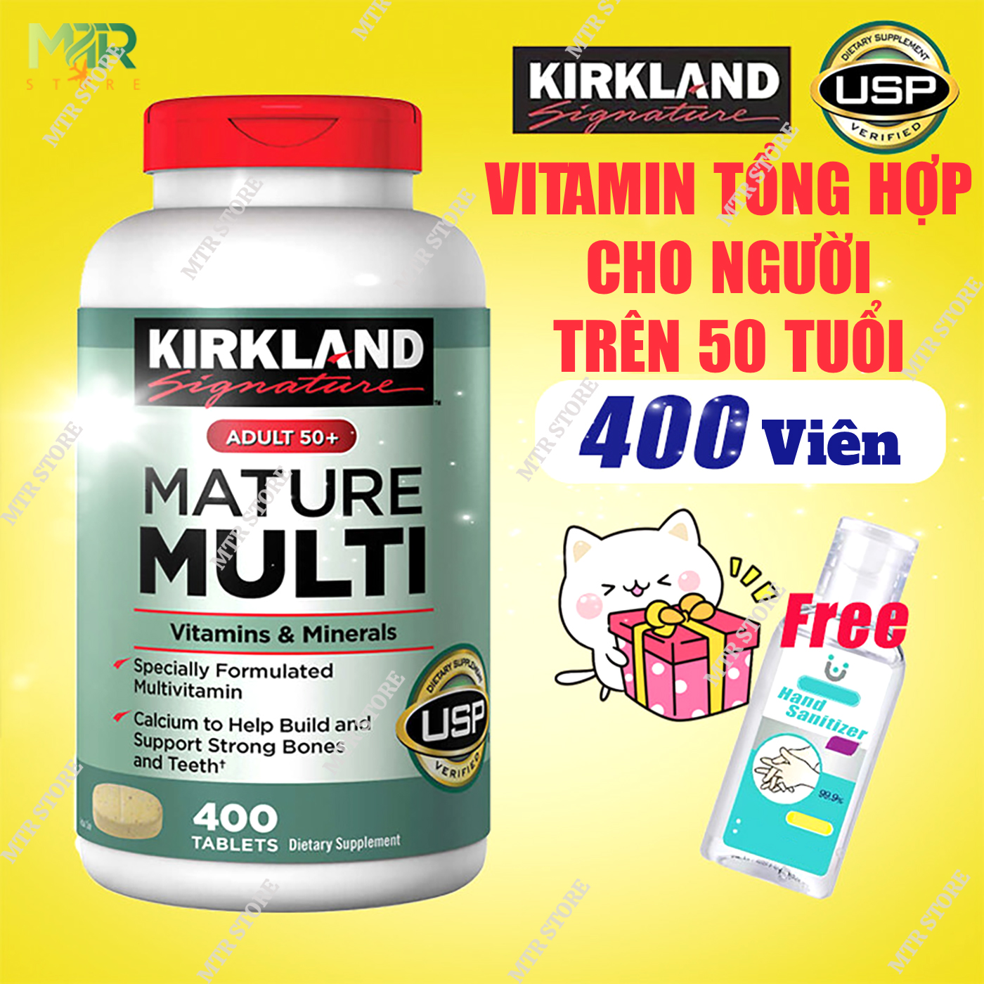 Viên Uống Bổ Sung Vitamin Cho Người Trên 50 Tuổi Kirkland Singnature Adult 50+ Mature Multi 400 Viên Của Mỹ - vitamin tổng hợp