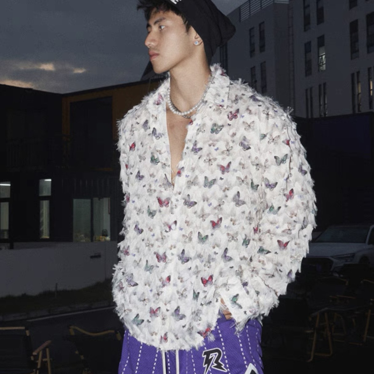 Áo Sơ Mi Lông Vũ Phối BƯỚM Tay Dài Unisex Phù hợp đi Đám, Tiệc, Sự Kiện Mr Smile 99 Shop SM120