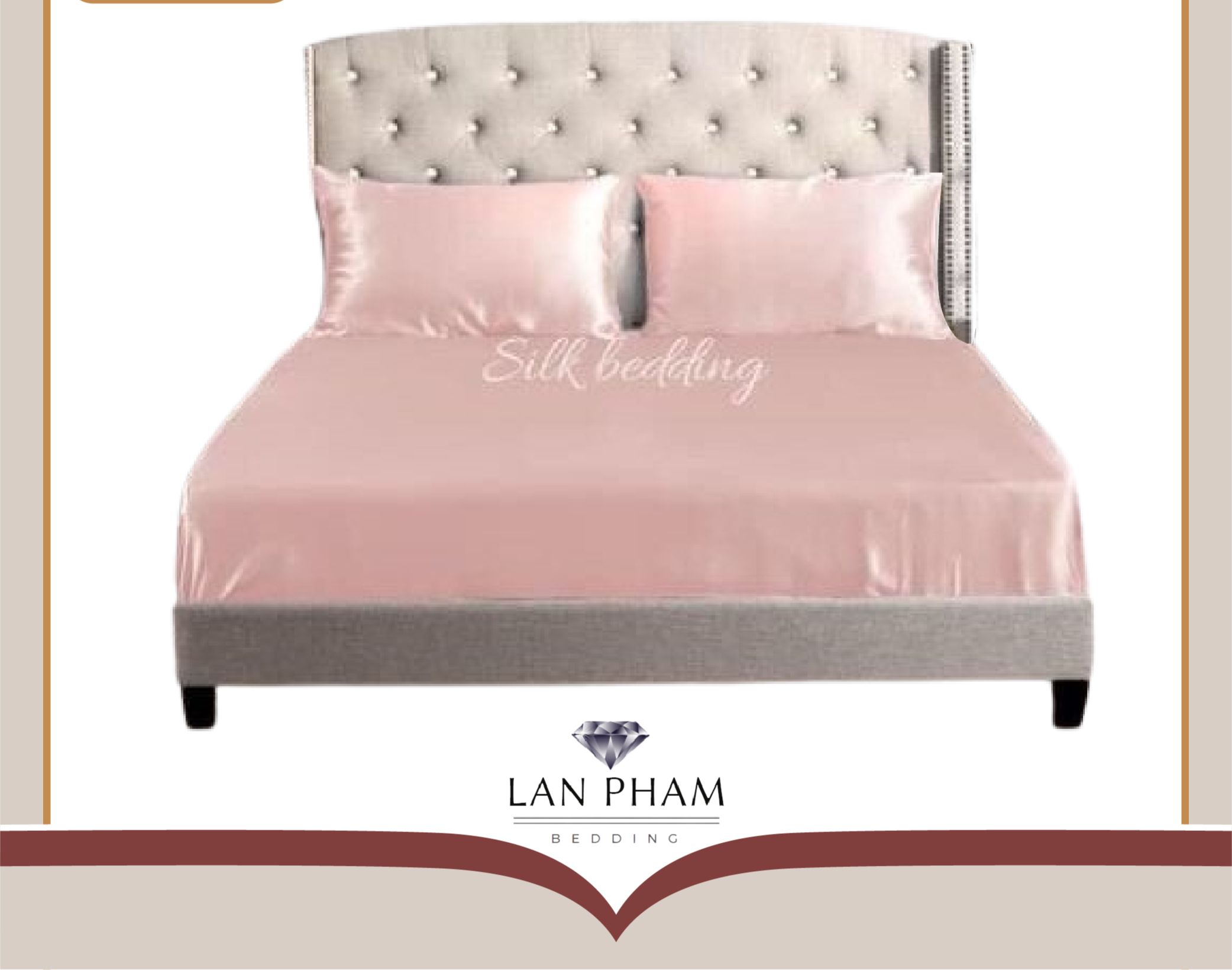 Ga - drap giường lẻ phi lụa màu hồng phấn lan pham bedding mềm mại, êm ái