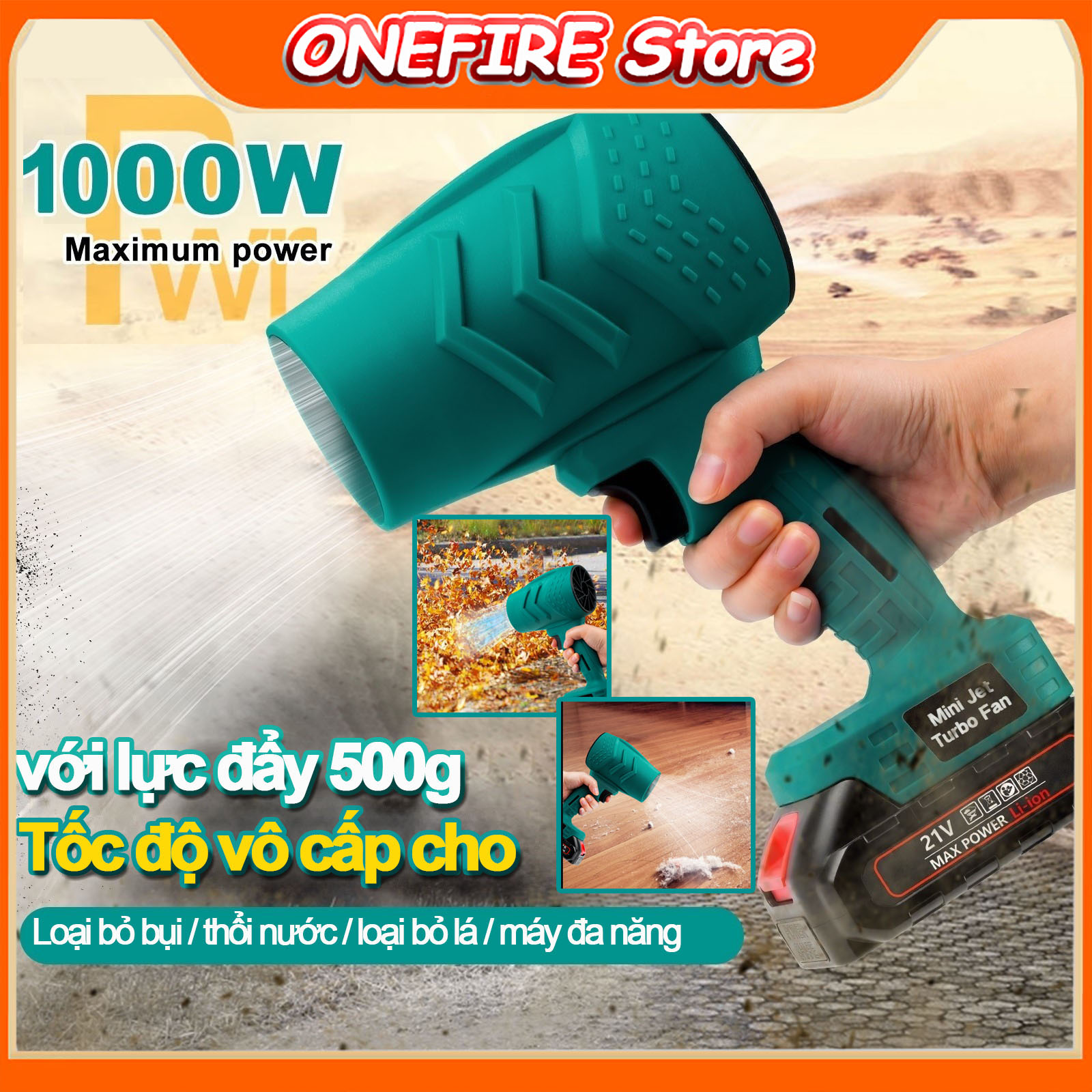 Máy thổi chạy điện Quạt Turbo phản lực mini 1000W máy thổi gió phản lực 35000rpm,máy sấy tóc đa năng 21v,máy thổi bụi xe Blower đa chức năng làm sạch blower với lực đẩy 500g-100% dây đồng