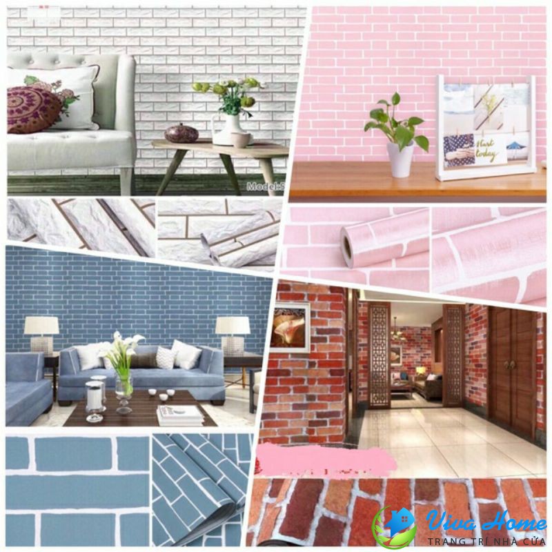 10m GIẤY DÁN TƯỜNG GIẢ GẠCH, GIẢ GỖ CÓ SẴN KEO, KHỔ 45cm