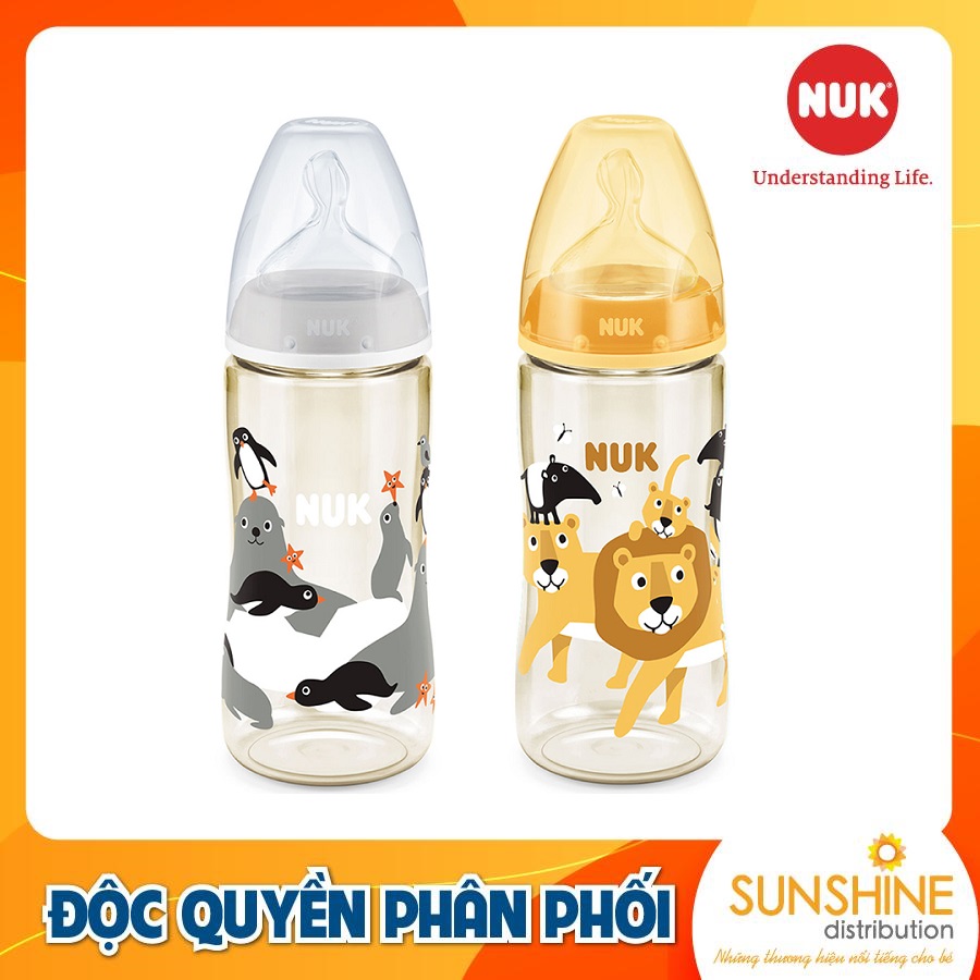 BÌNH SỮA NUK PREMIUM CHOICE+ NHỰA PPSU 300ML NÚM TI S1-M (ANIMALS)